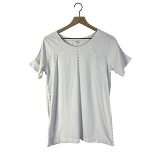Athleta Minimalist Breezy Relaxed Run Top Athletic Tee Shirt Activewear White‎ L